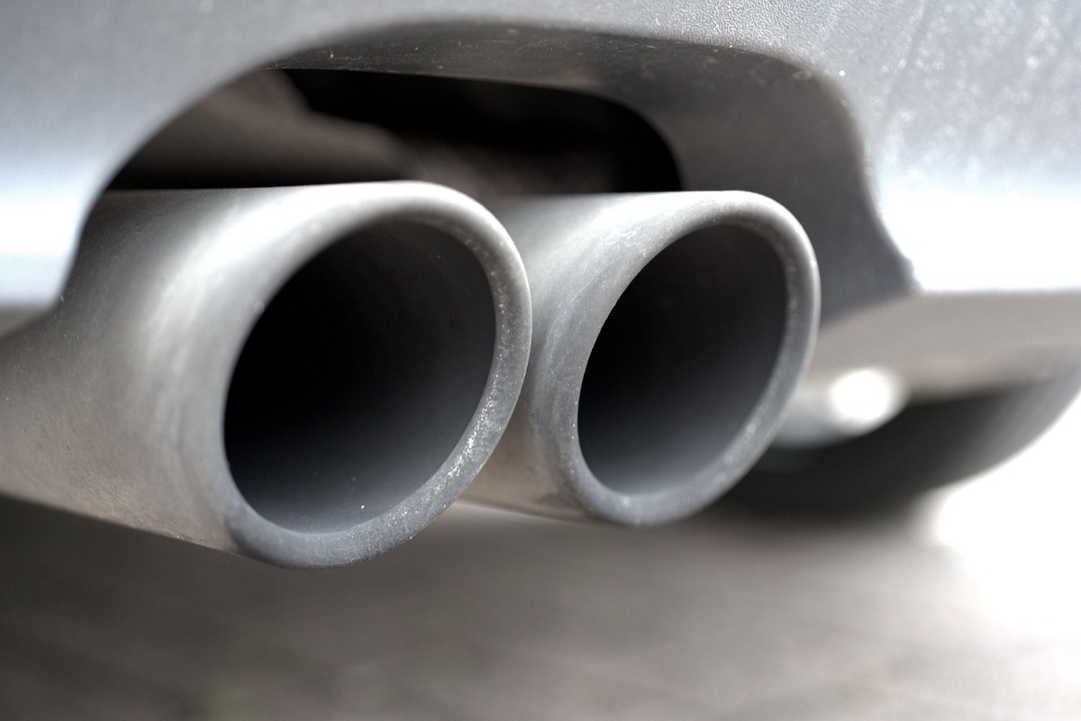 small boat engine exhaust stack in marine environment