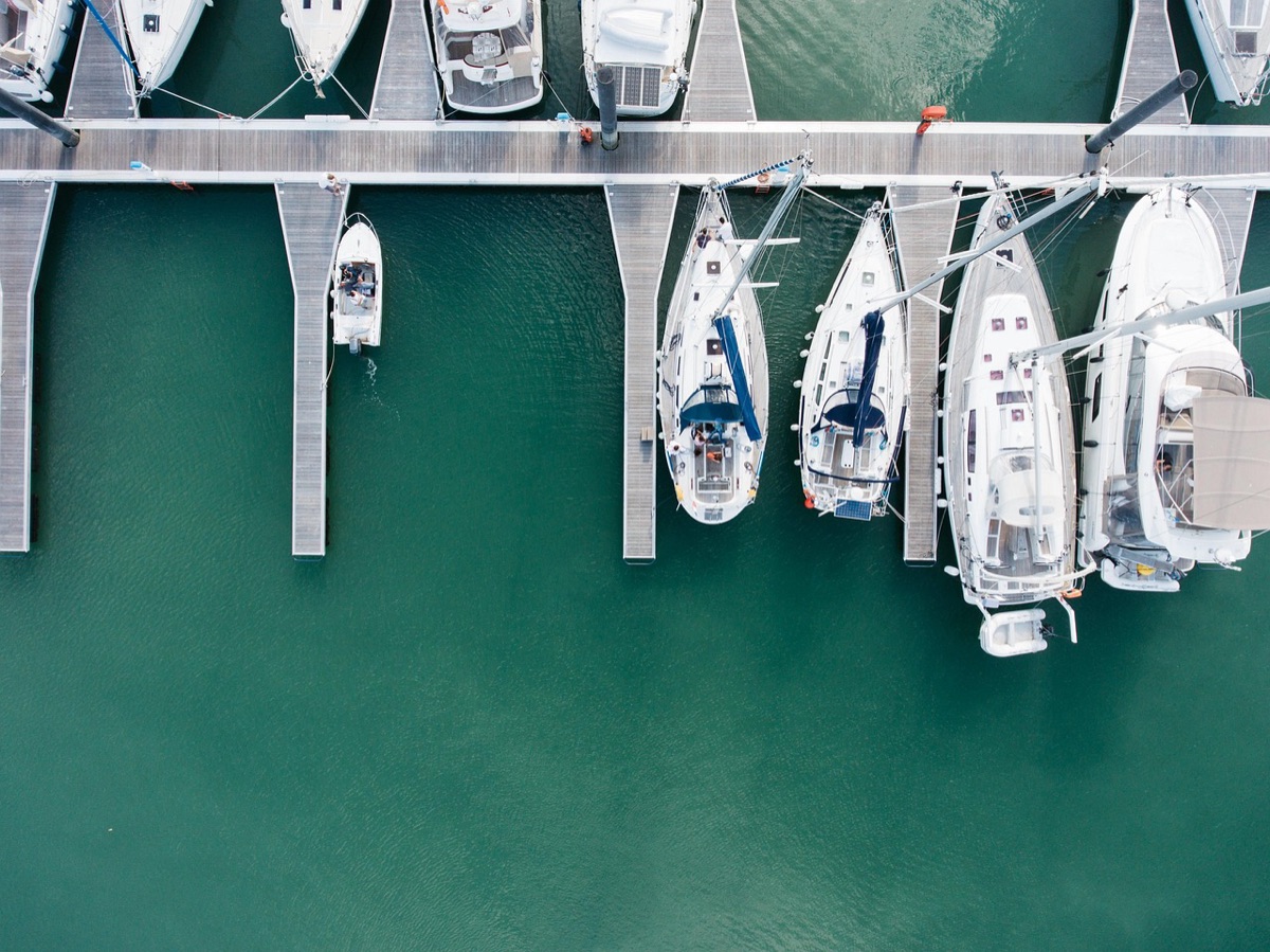 small yacht and boat dock