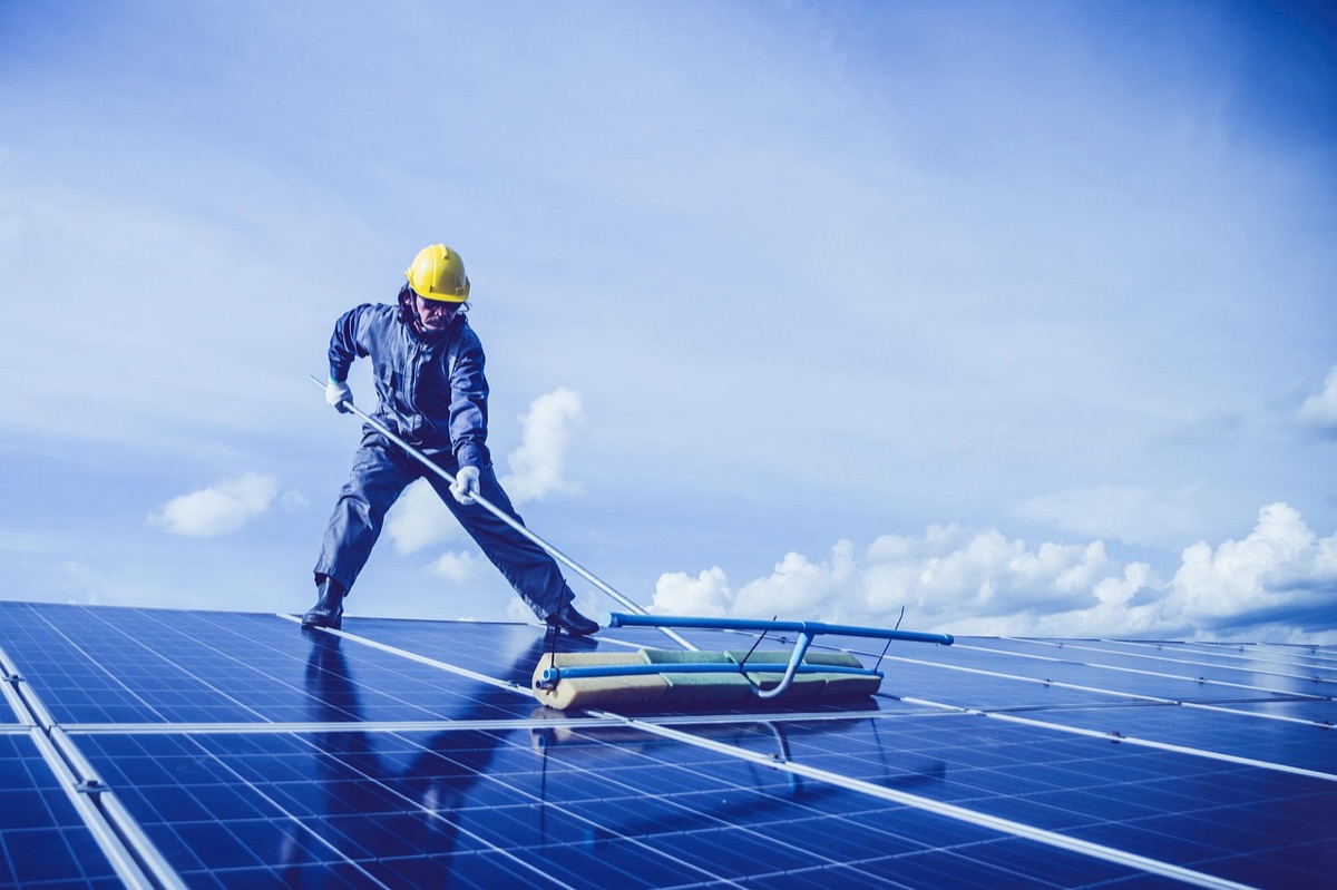Solar panels installed on a data center roof
